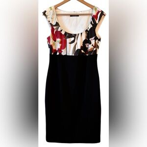 Elie Tahari Nordstrom Floral & Black Knee Length Sleeveless Dress Size 8